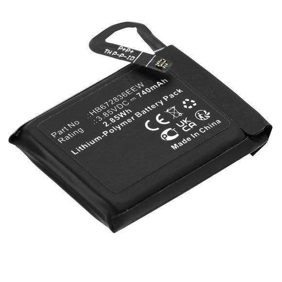 Batteries N Accessories BNA-WB-P19029 Smartwatch Battery - Li-Pol, 3.85V, 740mAh, Ultra High Capacity - Replacement for Huawei HB672836EEW Battery