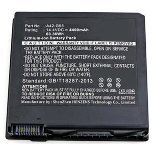 Batteries N Accessories BNA-WB-L9572 Laptop Battery - Li-ion, 14.4V, 4400mAh, Ultra High Capacity - Replacement for Asus A42-G55 Battery