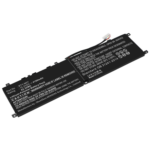 Batteries N Accessories BNA-WB-P17475 Laptop Battery - Li-Pol, 15.2V, 4100mAh, Ultra High Capacity - Replacement for MSI BTY-M57 Battery
