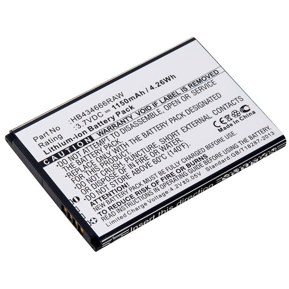Batteries N Accessories BNA-WB-E5573 Wireless Router Battery - Li-Ion, 3.7V, 1150 mAh, Ultra High Capacity Battery - Replacement for Huawei HB434666RAW, Huawei - HB434666RBC Battery