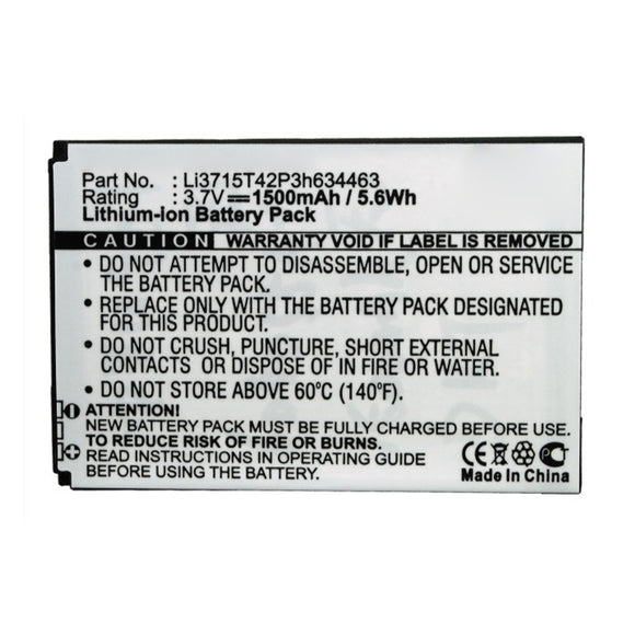 Batteries N Accessories BNA-WB-L14127 Cell Phone Battery - Li-ion, 3.7V, 1500mAh, Ultra High Capacity - Replacement for ZTE Li3715T42p3h634463 Battery