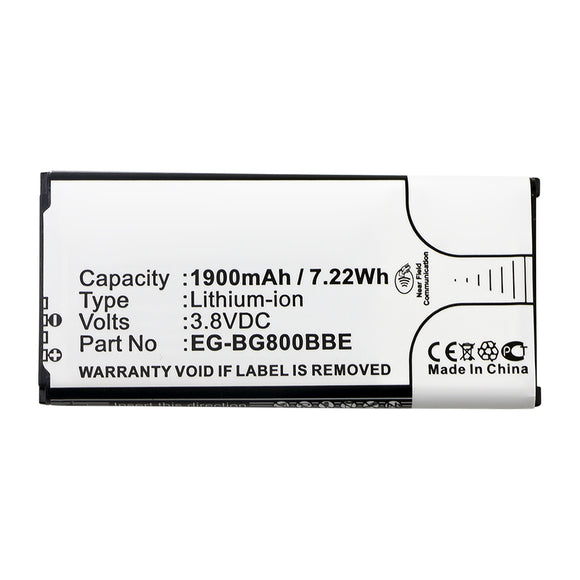 Batteries N Accessories BNA-WB-L13051 Cell Phone Battery - Li-ion, 3.8V, 1900mAh, Ultra High Capacity - Replacement for Samsung EB-BG800BBE Battery