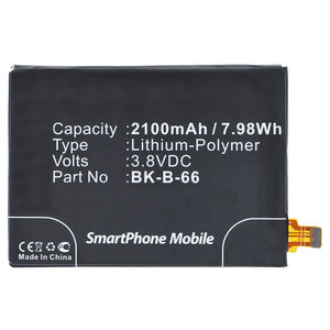 Batteries N Accessories BNA-WB-P9909 Cell Phone Battery - Li-Pol, 3.8V, 2100mAh, Ultra High Capacity - Replacement for BBK BK-B-66 Battery