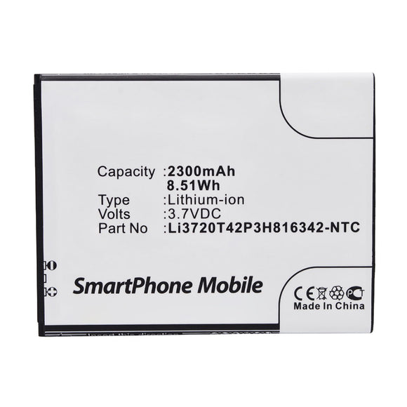 Batteries N Accessories BNA-WB-L14104 Cell Phone Battery - Li-ion, 3.7V, 2300mAh, Ultra High Capacity - Replacement for ZTE Li3720T42P3H816342 Battery