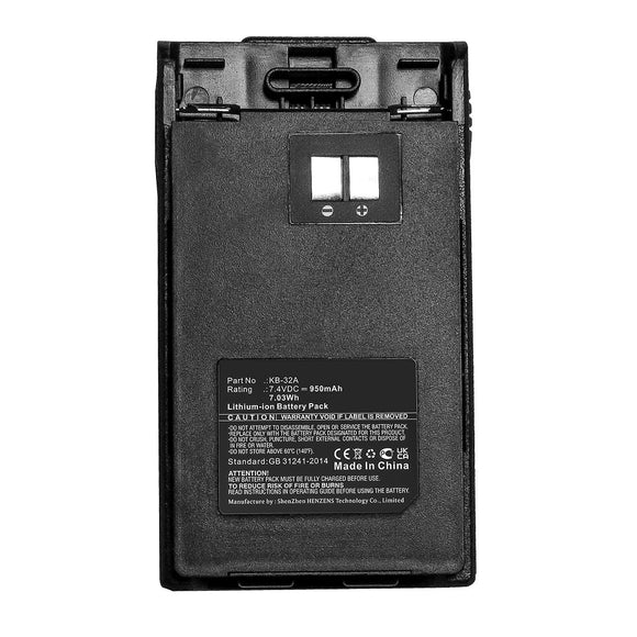 Batteries N Accessories BNA-WB-L12092 2-Way Radio Battery - Li-ion, 7.4V, 950mAh, Ultra High Capacity - Replacement for Kirisun KB-32A Battery