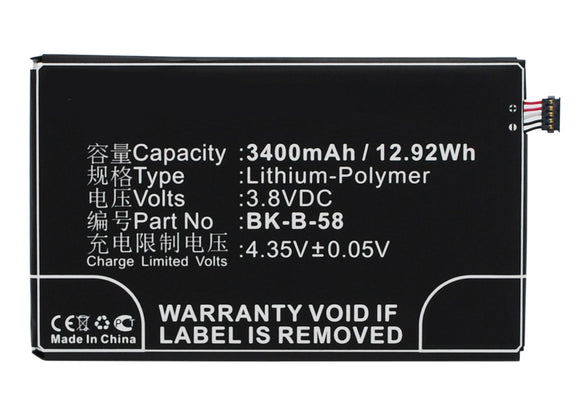 Batteries N Accessories BNA-WB-P3137 Cell Phone Battery - Li-Pol, 3.8V, 3400 mAh, Ultra High Capacity Battery - Replacement for BBK BK-B-58 Battery