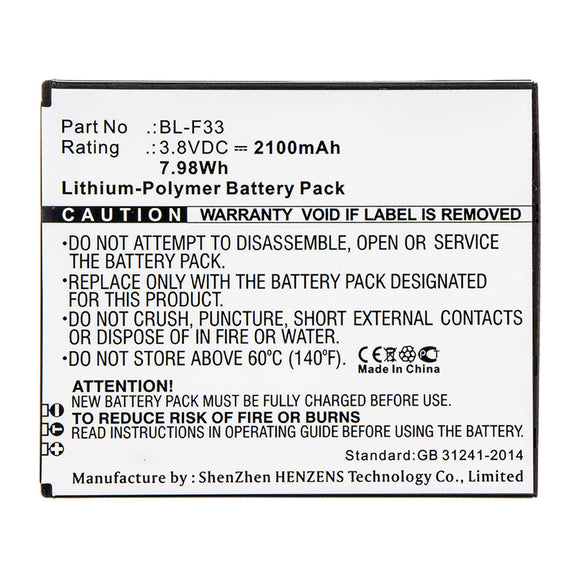 Batteries N Accessories BNA-WB-P14784 Cell Phone Battery - Li-Pol, 3.8V, 2100mAh, Ultra High Capacity - Replacement for PHICOMM BL-F33 Battery