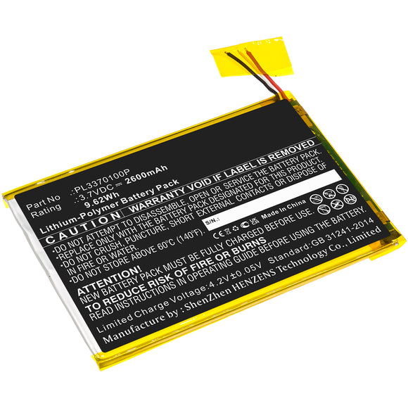 Batteries N Accessories BNA-WB-P11110 Tablet Battery - Li-Pol, 3.7V, 2600mAh, Ultra High Capacity - Replacement for Barnes & Noble PL3370100P Battery
