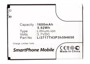 Batteries N Accessories BNA-WB-L4050 Cell Phone Battery - Li-ion, 3.7, 1600mAh, Ultra High Capacity Battery - Replacement for Amazing Li3716T42P3h594650 Battery