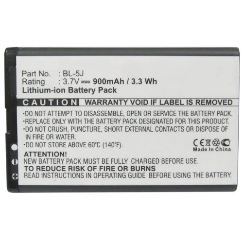 Batteries N Accessories BNA-WB-L3909 Cell Phone Battery - Li-ion, 3.7, 900mAh, Ultra High Capacity Battery - Replacement for Nokia BL-5J Battery