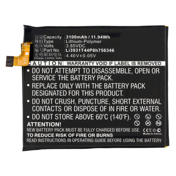 Batteries N Accessories BNA-WB-P3116 Cell Phone Battery - Li-Pol, 3.85V, 3100 mAh, Ultra High Capacity Battery - Replacement for AT&T Li3931T44P8h756346 Battery