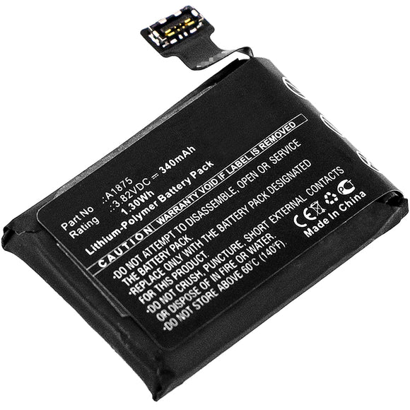Batteries N Accessories BNA-WB-P9750 Smartwatch Battery - Li-Pol, 3.82V, 340mAh, Ultra High Capacity - Replacement for Apple A1875 Battery