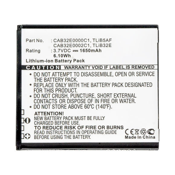 Batteries N Accessories BNA-WB-L16774 Cell Phone Battery - Li-ion, 3.7V, 1650mAh, Ultra High Capacity - Replacement for Alcatel CAB32E0000C1 Battery