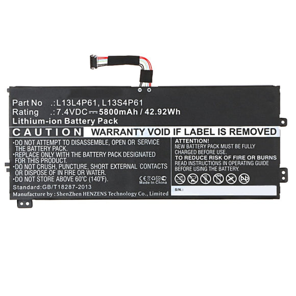 Batteries N Accessories BNA-WB-L9657 Laptop Battery - Li-ion, 7.4V, 5800mAh, Ultra High Capacity - Replacement for Lenovo L13L4P61 Battery
