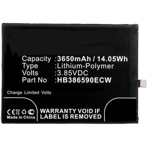 Batteries N Accessories BNA-WB-P8314 Cell Phone Battery - Li-Pol, 3.85V, 3650mAh, Ultra High Capacity Battery - Replacement for Huawei HB386590ECW Battery