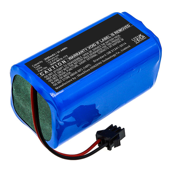 Batteries N Accessories BNA-WB-L13862 Vacuum Cleaner Battery - Li-ion, 14.4V, 2600mAh, Ultra High Capacity - Replacement for Tesvor SUN-INTE-172 Battery