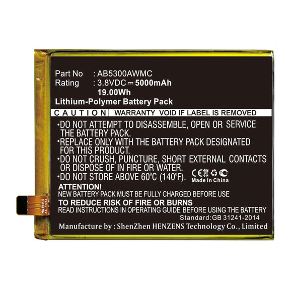 Batteries N Accessories BNA-WB-P16836 Cell Phone Battery - Li-Pol, 3.8V, 5000mAh, Ultra High Capacity - Replacement for Philips AB5300AWMC Battery