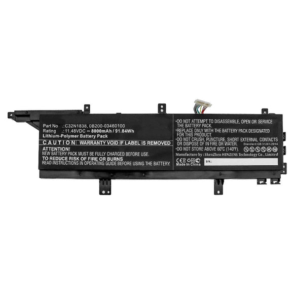 Batteries N Accessories BNA-WB-P10506 Laptop Battery - Li-Pol, 11.48V, 8000mAh, Ultra High Capacity - Replacement for Asus C32N1838 Battery