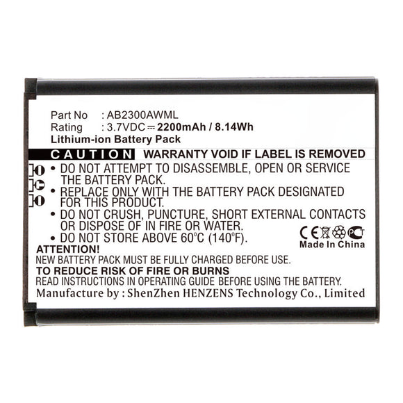Batteries N Accessories BNA-WB-L14809 Cell Phone Battery - Li-ion, 3.7V, 2200mAh, Ultra High Capacity - Replacement for Philips AB2300AWML Battery