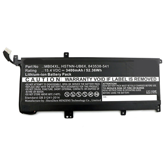 Batteries N Accessories BNA-WB-L9629 Laptop Battery - Li-ion, 15.4V, 3400mAh, Ultra High Capacity - Replacement for HP MB04XL Battery