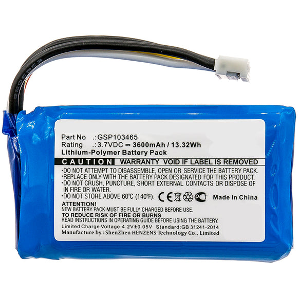 Batteries N Accessories BNA-WB-P8109 Speaker Battery - Li-Pol, 3.7V, 3600mAh, Ultra High Capacity Battery - Replacement for JBL GSP103465 Battery