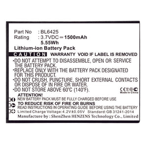 Batteries N Accessories BNA-WB-L11345 Cell Phone Battery - Li-ion, 3.7V, 1500mAh, Ultra High Capacity - Replacement for Fly BL6425 Battery