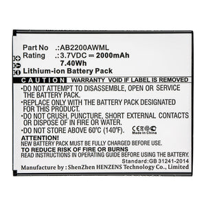 Batteries N Accessories BNA-WB-L14816 Cell Phone Battery - Li-ion, 3.7V, 2000mAh, Ultra High Capacity - Replacement for Philips AB2200AWML Battery