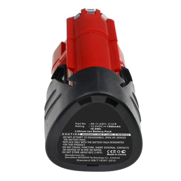 Batteries N Accessories BNA-WB-L15291 Power Tool Battery - Li-ion, 12V, 1500mAh, Ultra High Capacity - Replacement for Milwaukee 48112401 Battery