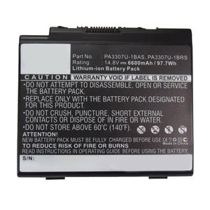 Batteries N Accessories BNA-WB-L17017 Laptop Battery - Li-ion, 14.8V, 6600mAh, Ultra High Capacity - Replacement for Toshiba PA3307U-1BAS Battery
