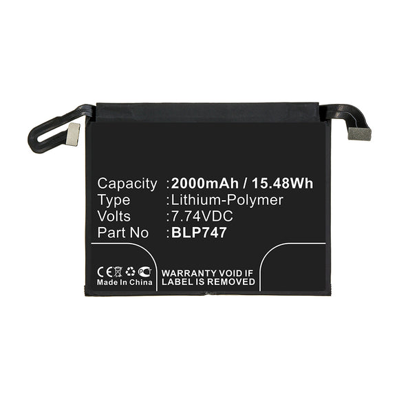 Batteries N Accessories BNA-WB-P14701 Cell Phone Battery - Li-Pol, 7.74V, 2000mAh, Ultra High Capacity - Replacement for OPPO BLP747 Battery