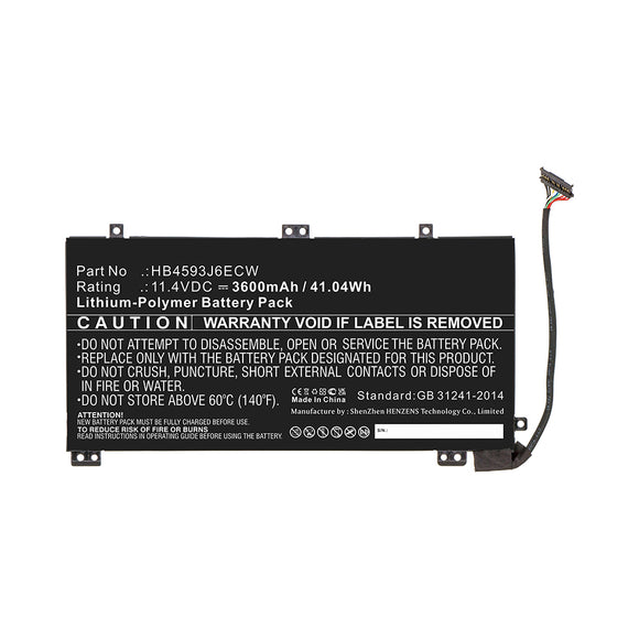 Batteries N Accessories BNA-WB-P16103 Laptop Battery - Li-Pol, 11.4V, 3600mAh, Ultra High Capacity - Replacement for Huawei HB4593J6ECW Battery