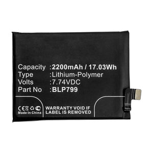 Batteries N Accessories BNA-WB-P14750 Cell Phone Battery - Li-Pol, 7.74V, 2200mAh, Ultra High Capacity - Replacement for OPPO BLP799 Battery