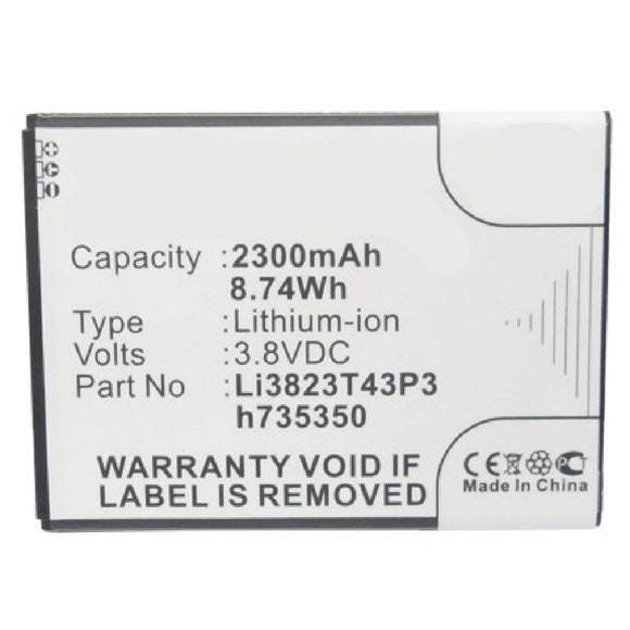 Batteries N Accessories BNA-WB-L4051 Cell Phone Battery - Li-ion, 3.8, 2300mAh, Ultra High Capacity Battery - Replacement for T-Mobile Li3823T43P3h735350 Battery