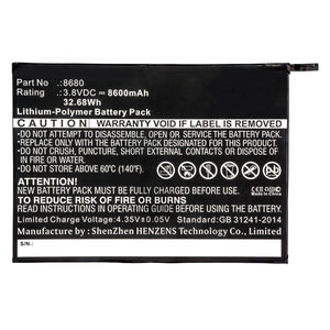 Batteries N Accessories BNA-WB-P11114 Tablet Battery - Li-Pol, 3.8V, 8600mAh, Ultra High Capacity - Replacement for BQ 8680 Battery