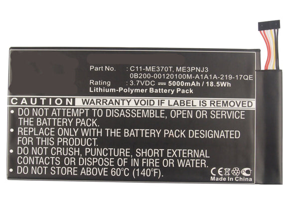Batteries N Accessories BNA-WB-P8643 Tablets Battery - Li-Pol, 3.7V, 5000mAh, Ultra High Capacity Battery - Replacement for Asus C11-ME301T, C11-TF400CD, C21-TF400CD Battery