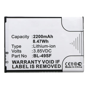 Batteries N Accessories BNA-WB-L12319 Cell Phone Battery - Li-ion, 3.85V, 2200mAh, Ultra High Capacity - Replacement for LG BL-49SF Battery