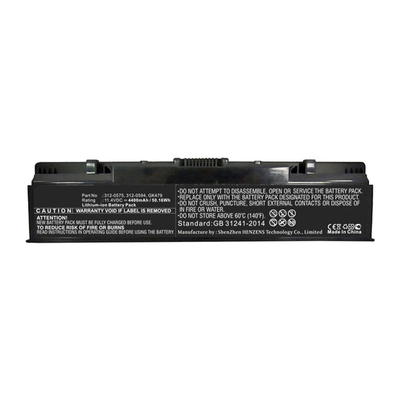 Batteries N Accessories BNA-WB-L15952 Laptop Battery - Li-ion, 11.4V, 4400mAh, Ultra High Capacity - Replacement for Dell DY375 Battery