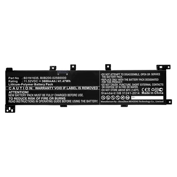 Batteries N Accessories BNA-WB-P10566 Laptop Battery - Li-Pol, 11.52V, 3600mAh, Ultra High Capacity - Replacement for Asus B31N1635 Battery