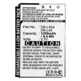 Batteries N Accessories BNA-WB-L9155 Digital Camera Battery - Li-ion, 3.7V, 1200mAh, Ultra High Capacity - Replacement for Sanyo DB-L40 Battery