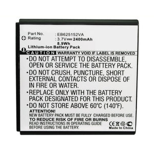 Batteries N Accessories BNA-WB-L13024 Cell Phone Battery - Li-ion, 3.7V, 2400mAh, Ultra High Capacity - Replacement for Samsung EB625152VA Battery