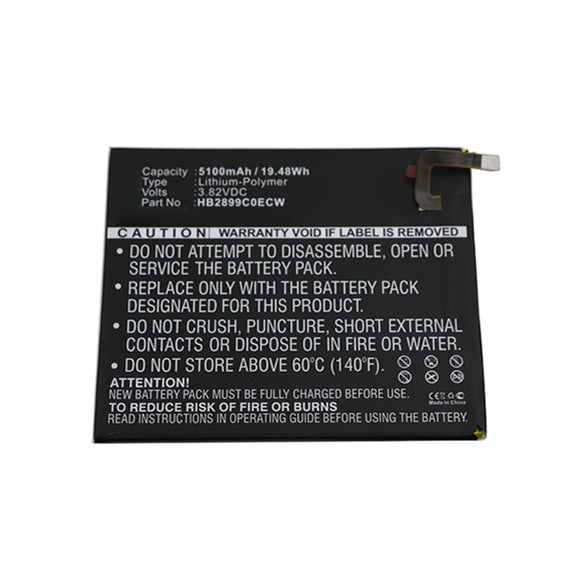 Batteries N Accessories BNA-WB-P11994 Tablet Battery - Li-Pol, 3.82V, 5100mAh, Ultra High Capacity - Replacement for Huawei HB2899C0ECW Battery