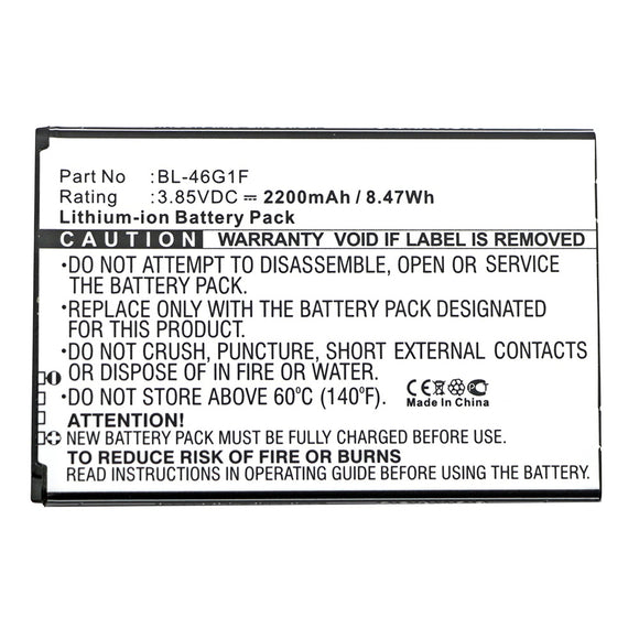 Batteries N Accessories BNA-WB-L12324 Cell Phone Battery - Li-ion, 3.85V, 2200mAh, Ultra High Capacity - Replacement for LG BL-46G1F Battery