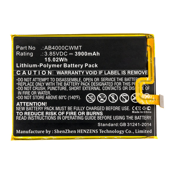 Batteries N Accessories BNA-WB-P14828 Cell Phone Battery - Li-Pol, 3.85V, 3900mAh, Ultra High Capacity - Replacement for Philips AB4000CWMT Battery
