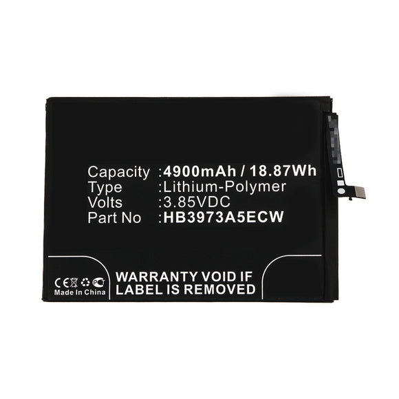 Batteries N Accessories BNA-WB-P12016 Cell Phone Battery - Li-Pol, 3.85V, 4900mAh, Ultra High Capacity - Replacement for Huawei HB3973A5ECW Battery
