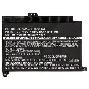 Batteries N Accessories BNA-WB-P9645 Laptop Battery - Li-Pol, 7.7V, 5300mAh, Ultra High Capacity - Replacement for HP BP02XL Battery