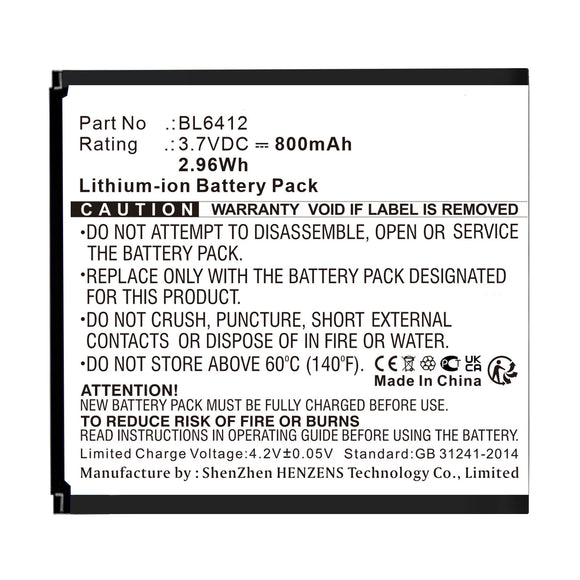 Batteries N Accessories BNA-WB-L11340 Cell Phone Battery - Li-ion, 3.7V, 800mAh, Ultra High Capacity - Replacement for Fly BL6412 Battery