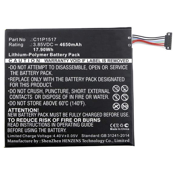 Batteries N Accessories BNA-WB-P11109 Tablet Battery - Li-Pol, 3.85V, 4650mAh, Ultra High Capacity - Replacement for Asus C11P1517 Battery