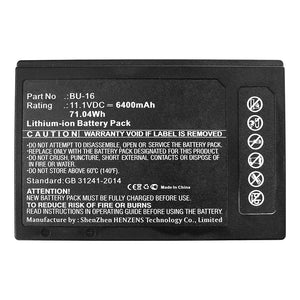 Batteries N Accessories BNA-WB-L13368 Equipment Battery - Li-ion, 11.1V, 6400mAh, Ultra High Capacity - Replacement for Sumitomo BU-16 Battery