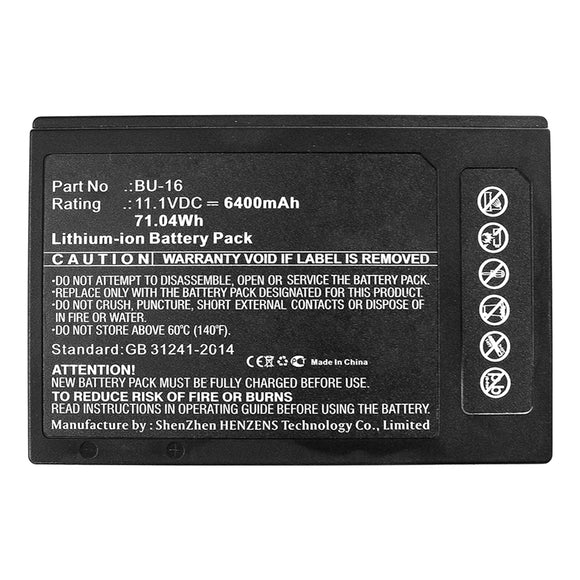 Batteries N Accessories BNA-WB-L13368 Equipment Battery - Li-ion, 11.1V, 6400mAh, Ultra High Capacity - Replacement for Sumitomo BU-16 Battery