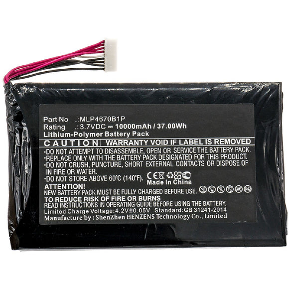 Batteries N Accessories BNA-WB-P9292 Diagnostic Scanner Battery - Li-Pol, 3.7V, 10000mAh, Ultra High Capacity - Replacement for Autel MLP4670B1P Battery